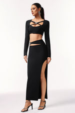 Load image into Gallery viewer, Susan Long Sleeves Hollow Out Butterfly Bandage Maxi Two-Piece Set