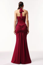 Load image into Gallery viewer, Elsie Halter Sleeveless V-Neck Wrinkles Maxi Dress