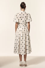 Load image into Gallery viewer, Kiera Lapel Dot Printed Puff Sleeves Midi Dress