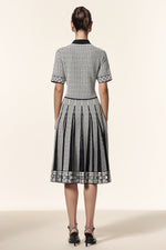 Load image into Gallery viewer, Reye Lapel Short Sleeves Jacquard Folds Mini Dress