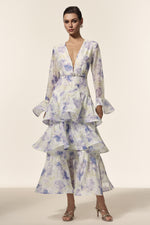 Load image into Gallery viewer, Elsa Deep-V Long Sleeves Floral Printed Maxi Dress