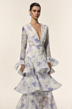 Load image into Gallery viewer, Elsa Deep-V Long Sleeves Floral Printed Maxi Dress