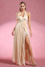 Load image into Gallery viewer, Davina Halter Sleeveless Flower Slit Maxi Dress