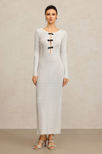 Load image into Gallery viewer, Kaiser Long Sleeves Bowknot Hollow Out Maxi Dress
