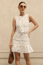 Load image into Gallery viewer, Tanisha Round Neck Sleeveless Flowers Lace Mini Dress