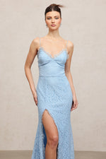 Load image into Gallery viewer, Lace Spaghetti-Strap Floor-Length Dress