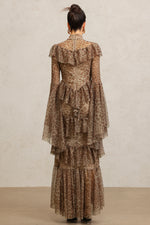 Load image into Gallery viewer, Leko Leopard Print Folds Maxi Dress