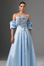 Load image into Gallery viewer, Winni Off-Shoulder Floral Embroidered High Slit Maxi Dress