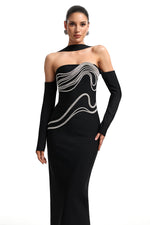 Load image into Gallery viewer, Lokama Strapless Rhinestone Bandage Maxi Dress