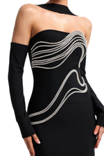 Load image into Gallery viewer, Lokama Strapless Rhinestone Bandage Maxi Dress