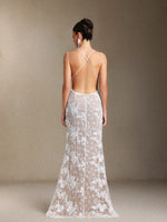 Load image into Gallery viewer, Thea Sling V-neck Sequins Lace maxi wedding dress