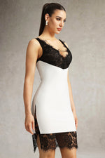 Load image into Gallery viewer, Vocca V-Neck Lace Mini Dress