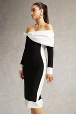 Load image into Gallery viewer, Oria Off Shoulder Bow Bandage Midi Dress