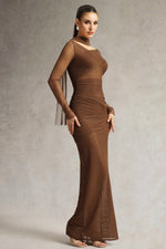 Lade Bild in die Galerieansicht, Zimino Long Sleeve Ruched Tulle Maxi Dress