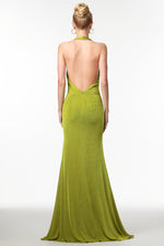 Load image into Gallery viewer, Jalila Sexy Contour V Neck Ruched Knot Slit Knit Maxi Dress