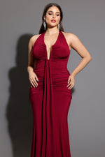 Load image into Gallery viewer, Elsie Halter Sleeveless V-Neck Wrinkles Maxi Dress