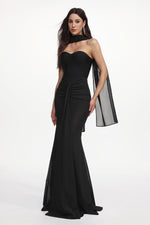 Load image into Gallery viewer, Lucifa Elegant Contour Strapless Scarf Ruched Bandage Maxi Dress