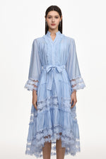 Load image into Gallery viewer, Doro Resort Flowy Long Sleeve Ruched Floral Woven Maxi Dress