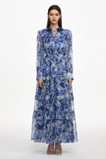 Load image into Gallery viewer, Ella Resort Flowy Long Sleeve Ruffle Floral Print Maxi Dress