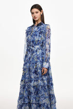 Load image into Gallery viewer, Ella Resort Flowy Long Sleeve Ruffle Floral Print Maxi Dress