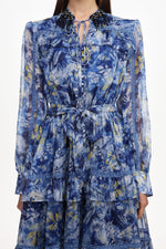 Load image into Gallery viewer, Ella Resort Flowy Long Sleeve Ruffle Floral Print Maxi Dress