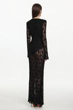 Load image into Gallery viewer, Xanty Chic Contour Deep V Long Sleeve Lace Maxi Dress