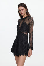 Load image into Gallery viewer, Willa Elegant Contour Long Sleeve Lace Romper