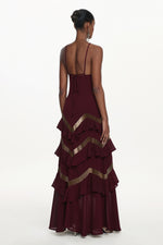 Load image into Gallery viewer, Tiana Chic Flowy Halter Embellished Ruffle Maxi Dress