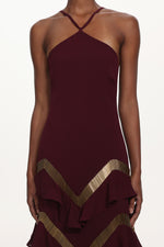 Load image into Gallery viewer, Tiana Chic Flowy Halter Embellished Ruffle Maxi Dress