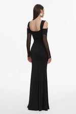 Load image into Gallery viewer, Lorin Elegant Contour Off Shoulder Long Sleeve High Slit Maxi Dress