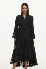 Load image into Gallery viewer, Kava Resort Flowy Long Sleeve Lace Floral Woven Maxi Dress