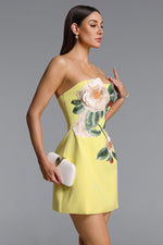 Load image into Gallery viewer, Doris Elegant Tailored Strapless Floral Embroidered Mini Dress