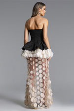 Load image into Gallery viewer, Johanne Elegant Contour Strapless Ruffle Contrast Maxi Dress