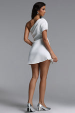 Load image into Gallery viewer, Verney Elegant tailored Ruched Woven Mini Dress