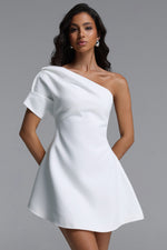 Load image into Gallery viewer, Verney Elegant tailored Ruched Woven Mini Dress