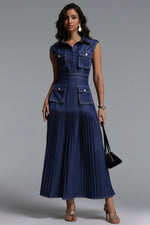 Lade Bild in die Galerieansicht, Jouy Elegant Tailored Sleeveless Pleated Maxi Dress