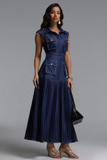 Lade Bild in die Galerieansicht, Jouy Elegant Tailored Sleeveless Pleated Maxi Dress