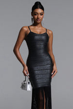 Load image into Gallery viewer, Demere Chic Contour Fringe Bandage Maxi Dress