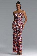 Load image into Gallery viewer, Livia Chic Contour Strapless Sequin Floral Maxi Dress