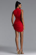 Load image into Gallery viewer, Zurri Romantic Contour Sleeveless Ruched Floral Mesh Mini Dress