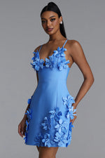 Load image into Gallery viewer, Valentina Elegant Contour V Neck Floral Bandage Mini Dress