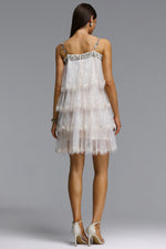 Load image into Gallery viewer, Umeko Elegant Flowy Tiered Ruffle Sequin Mini Dress