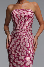 Load image into Gallery viewer, Facia Romantic Contour Strapless Sequin Maxi Dress