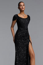 Lade Bild in die Galerieansicht, Ilia Glamorous Contour Ruched Sequin Maxi Dress
