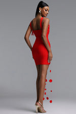 Load image into Gallery viewer, Jacova Chic Contour Wide Strap Floral Tassel Bodycon Bandage Mini Dress