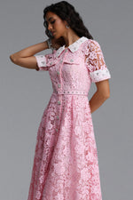 Lade Bild in die Galerieansicht, Sagona Classic Tailored Short Sleeve Rhinestone Floral Lace Maxi Dress