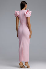 Load image into Gallery viewer, Lisiya Elegant Contour High Neck Bow Puff Sleeve Bandage Maxi Dress