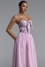 Load image into Gallery viewer, Emory Resort Flowy Spaghetti Strap Bow Floral Print Woven Maxi Dress