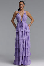 Load image into Gallery viewer, Lliana Resort Flowy V Neck Sleeveless Ruffle Woven Maxi Dress