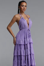 Load image into Gallery viewer, Lliana Resort Flowy V Neck Sleeveless Ruffle Woven Maxi Dress